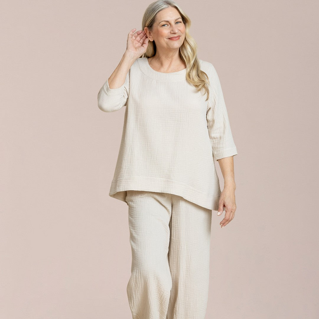 Breeze Nu Button Back Top, 3/4 Sleeve C822388-2 SS26