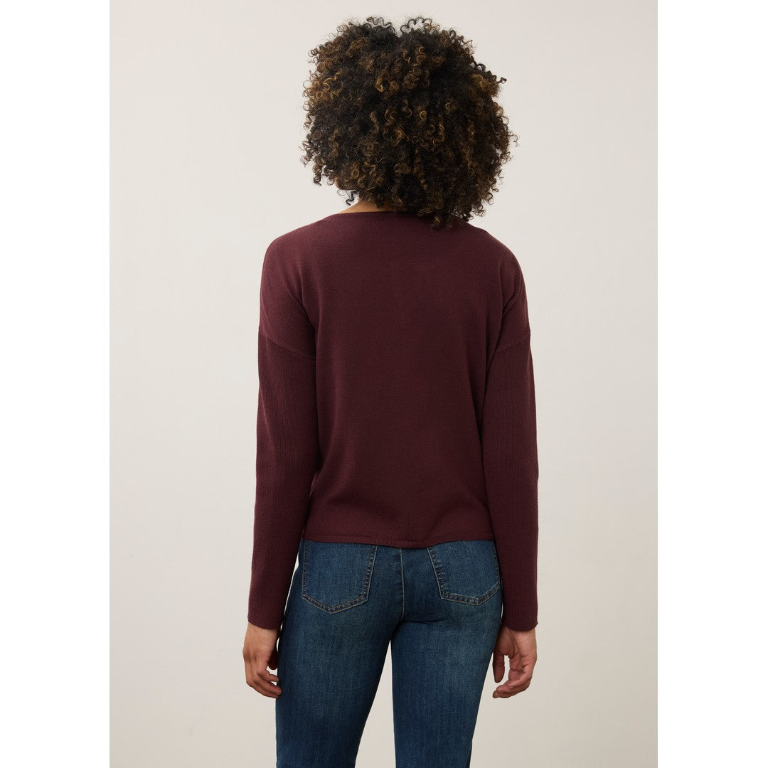 Notch Neck Rib Sleeve Sweater 1056212