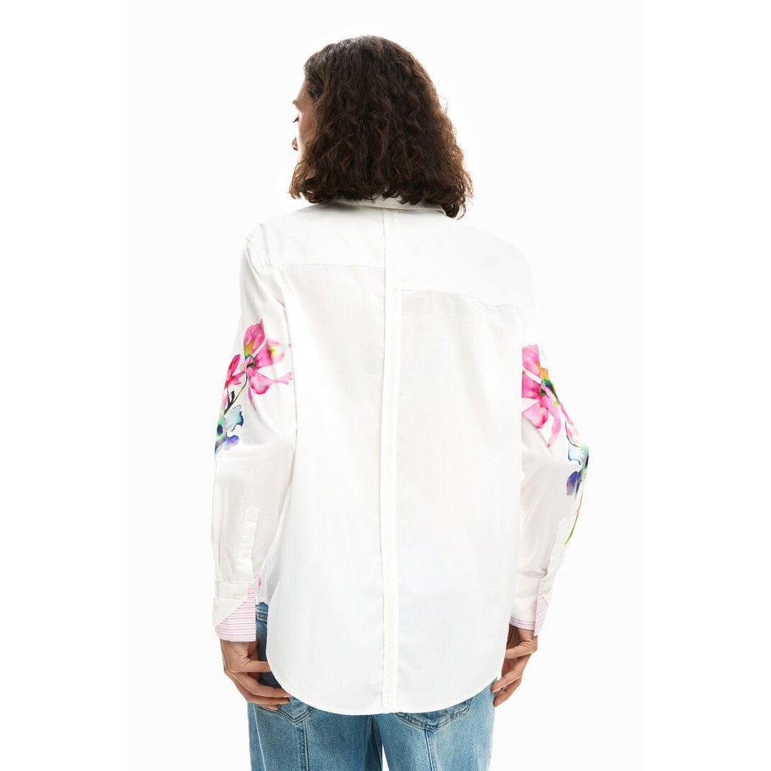 Pleated Long-Sleeve Floral Shirt 26SWCW11