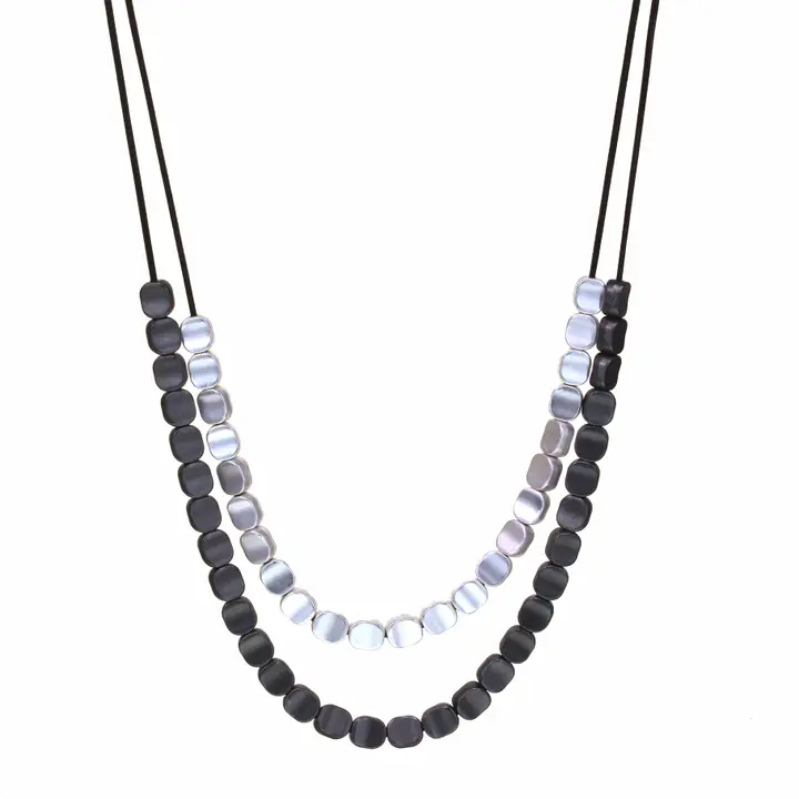 Matte Metal Nuggets Necklace 95-N7392-2