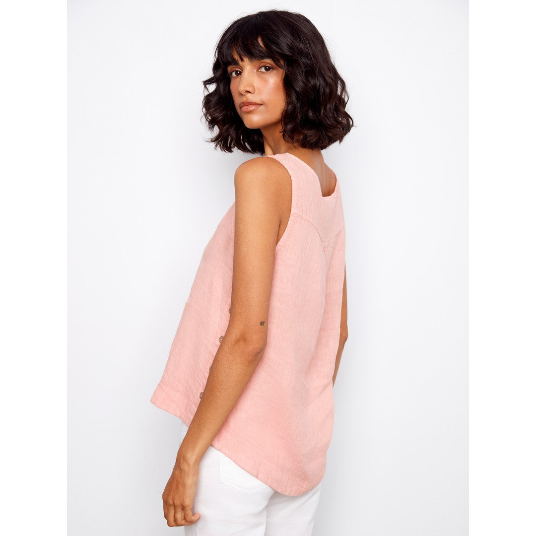 Crisp Linen Sleeveless Tank C4425TR