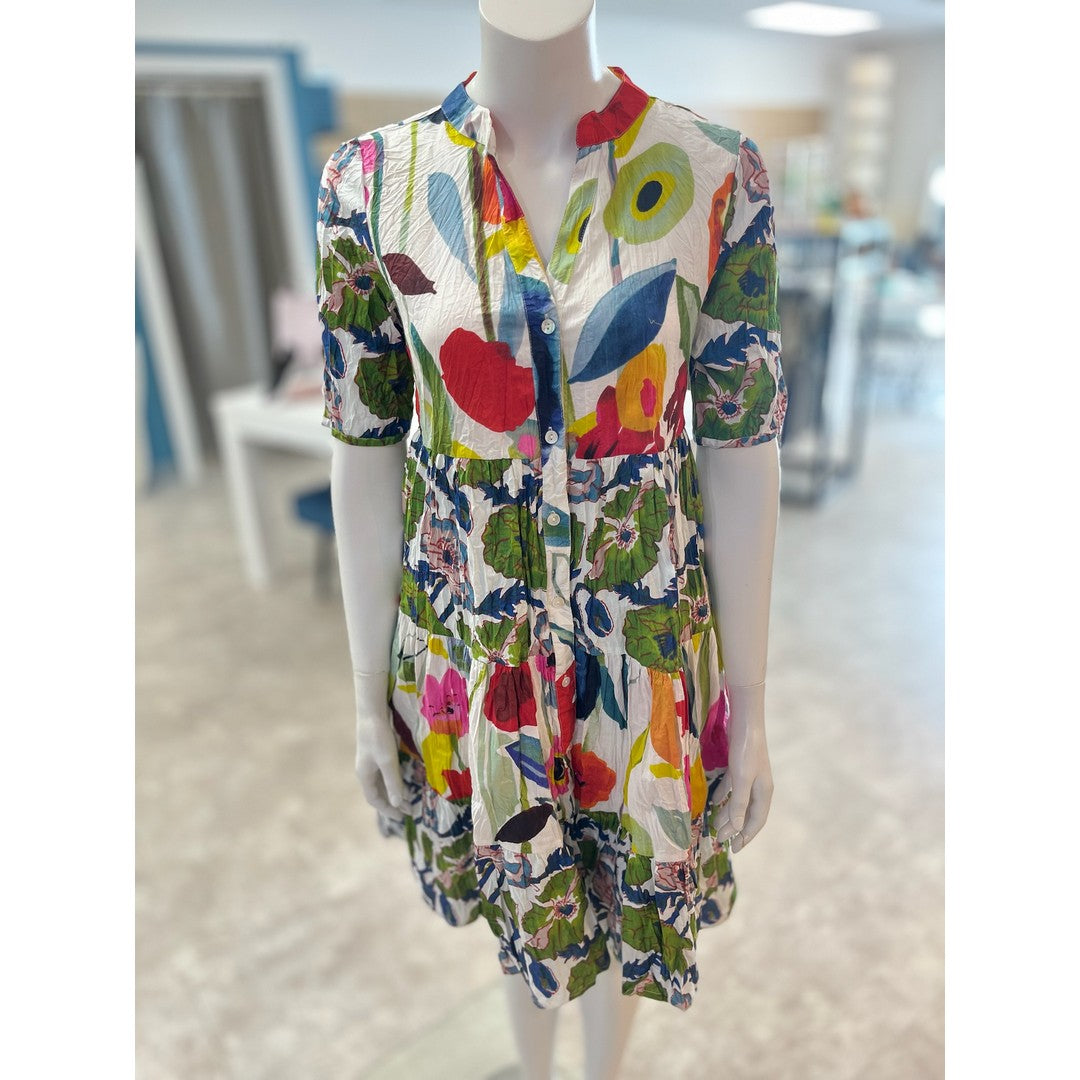 July Mandarin Collar Button Down Dress