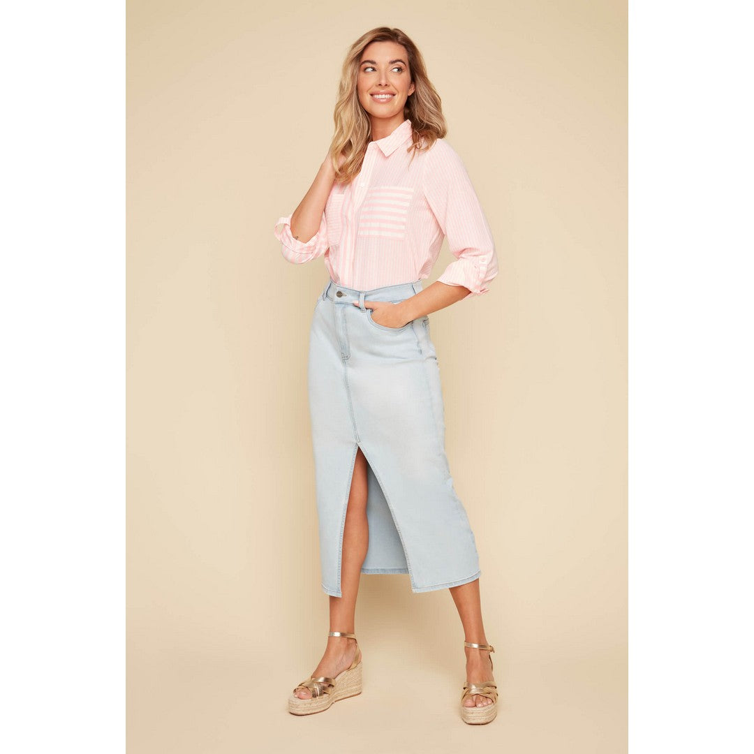 Lux Denim Midi Skirt R2545D