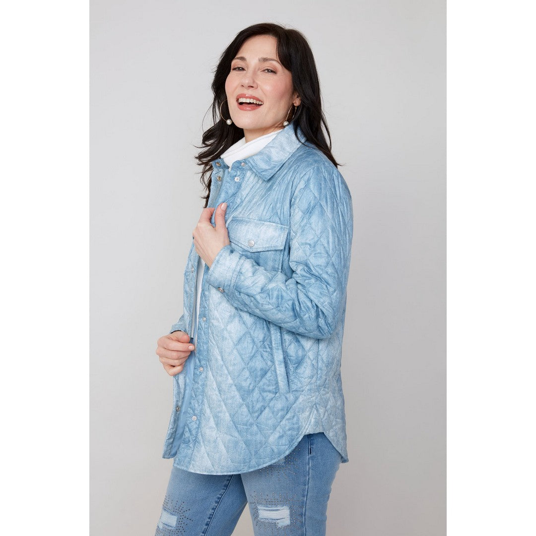Denim Print Quilted Jacket R3910L