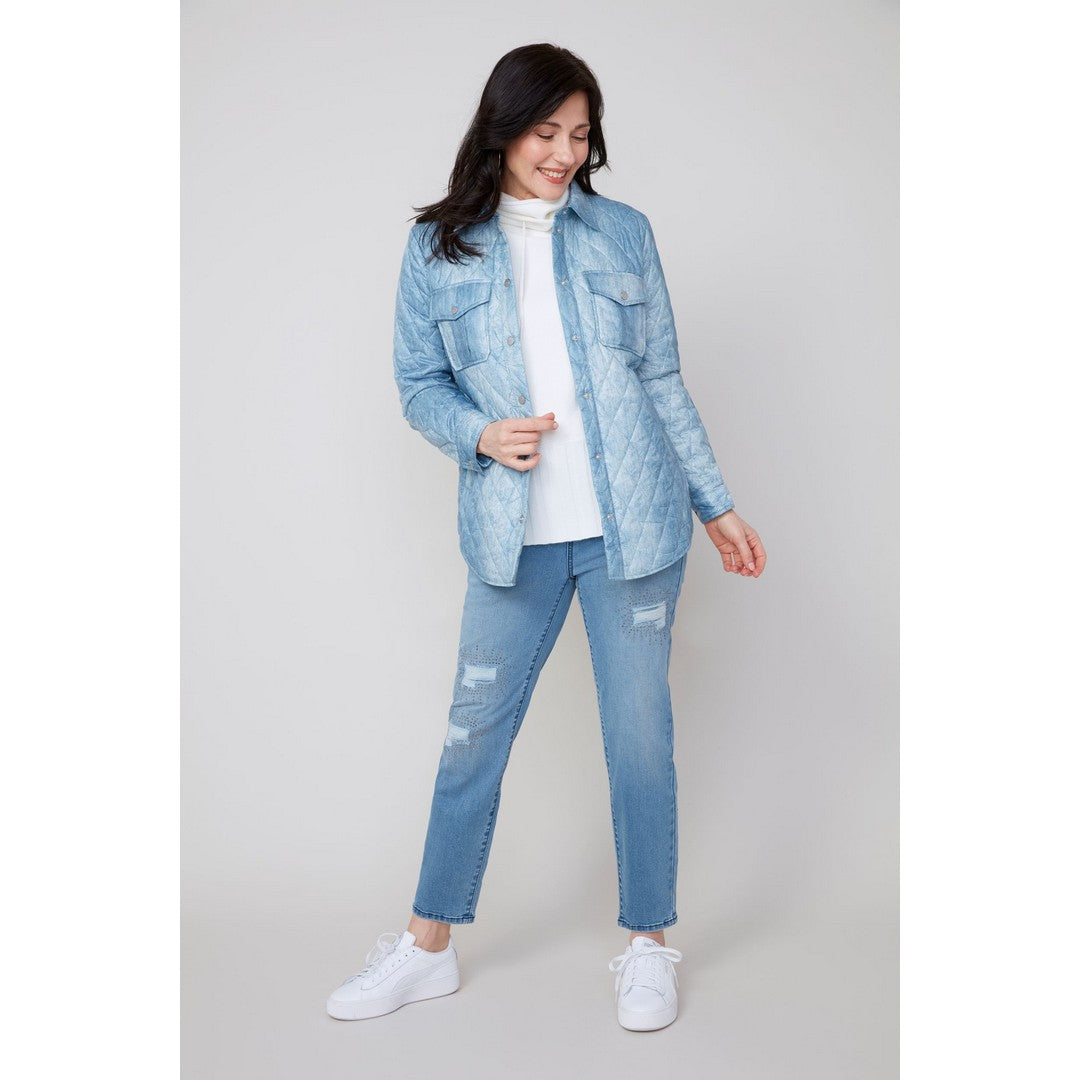 Denim Print Quilted Jacket R3910L
