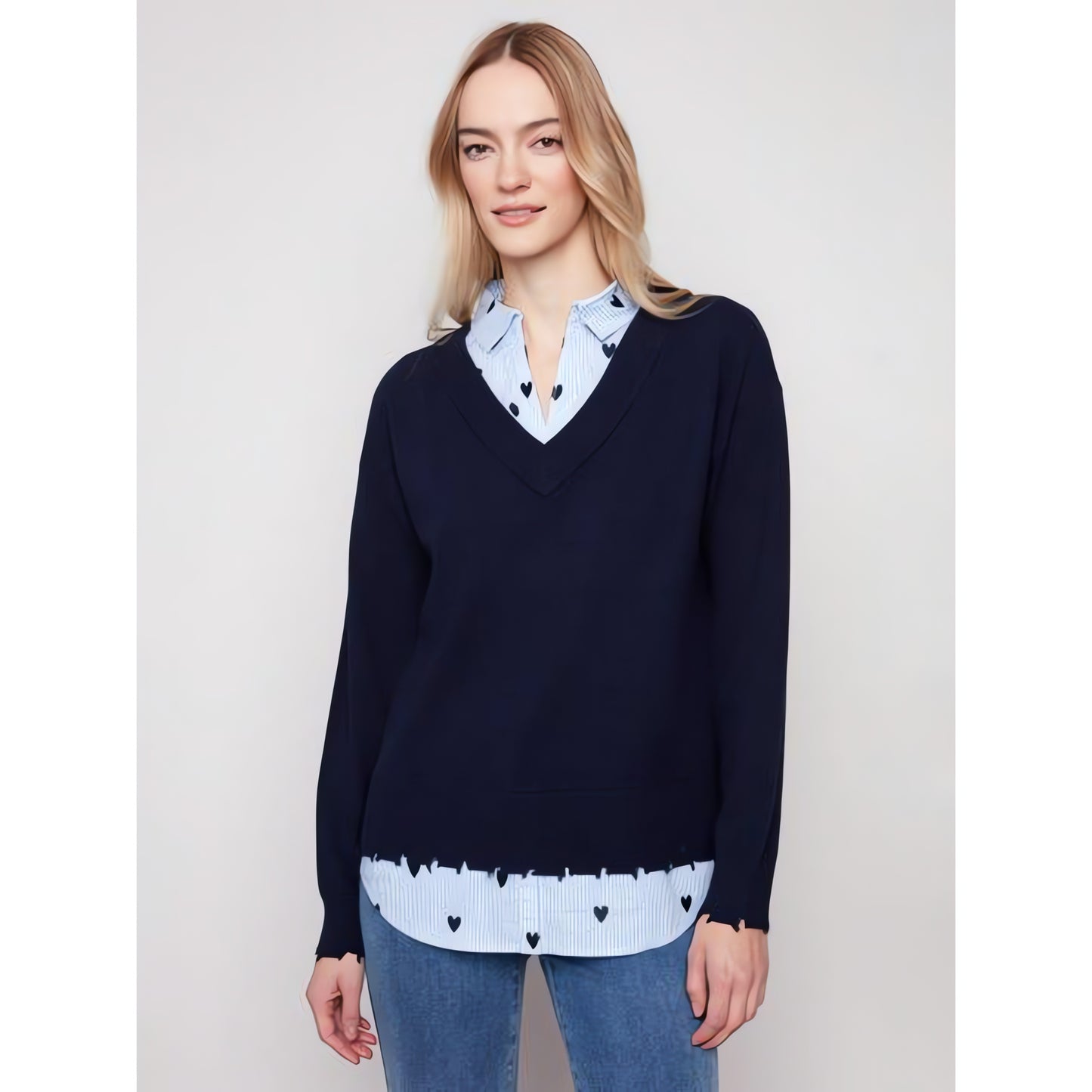 V-Neck Fooler Sweater C2568E