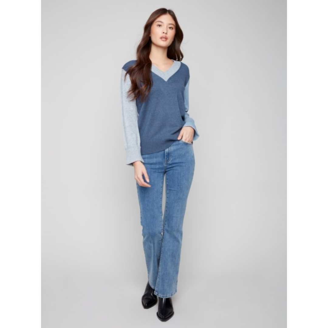 Colourblock V-Neck Sweater C2853
