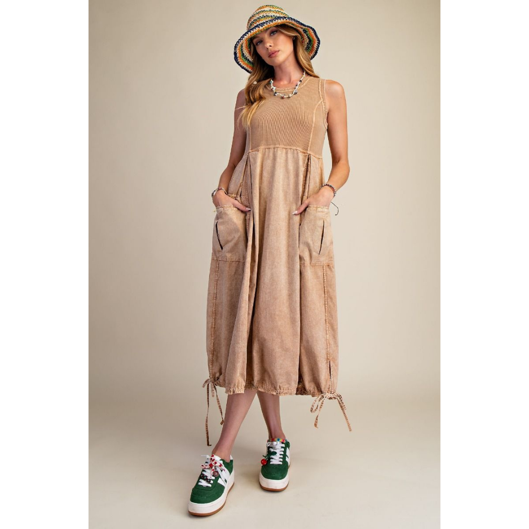 Ribbed & Denim Midi Dress ED25614