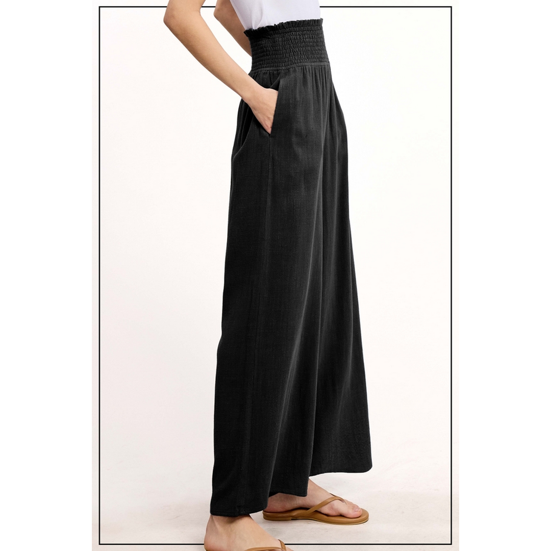Smocked Waist High Waist Pant JDP4229
