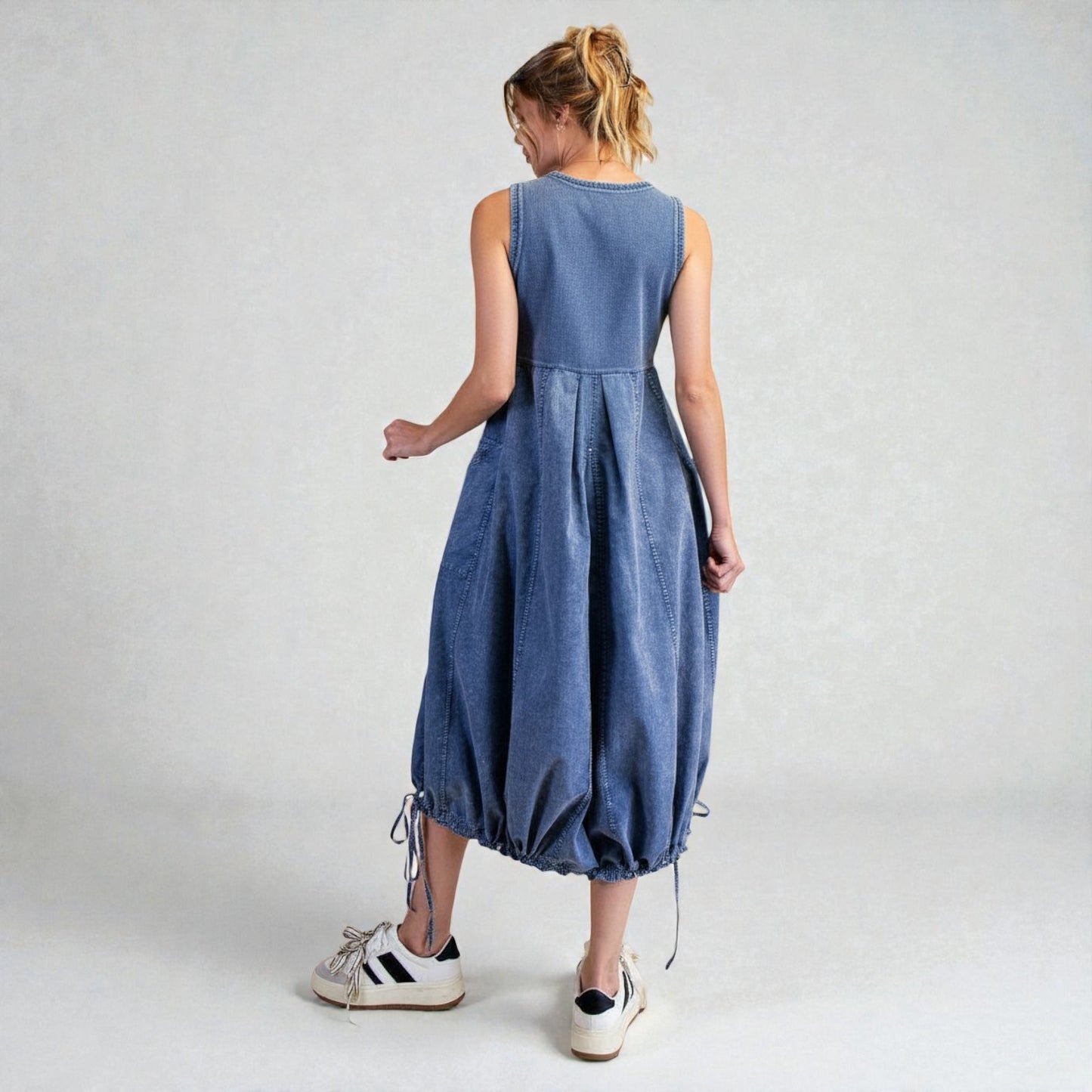 Ribbed & Denim Midi Dress ED25614
