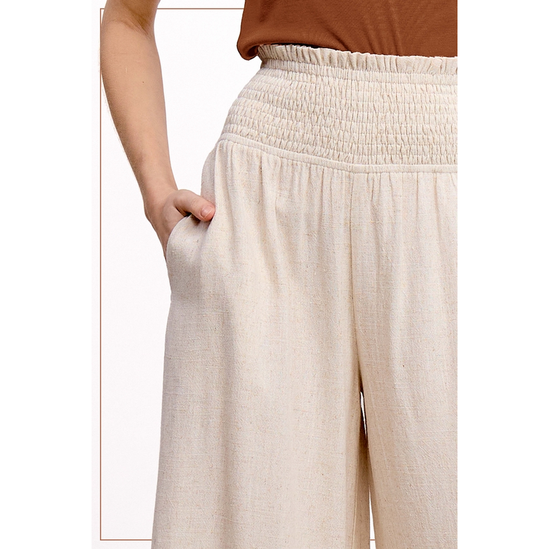 Smocked Waist High Waist Pant JDP4229