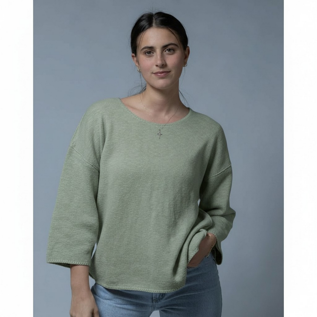 Reverse Seam Cotton Sweater 2070