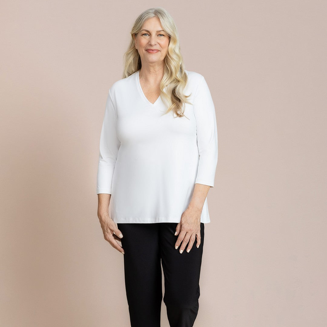 Go To Narrow V-Neck Top, 3/4 Sleeve 22411-2 SS26