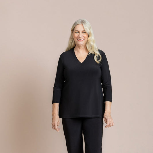 Go To Narrow V-Neck Top, 3/4 Sleeve 22411-2 SS26