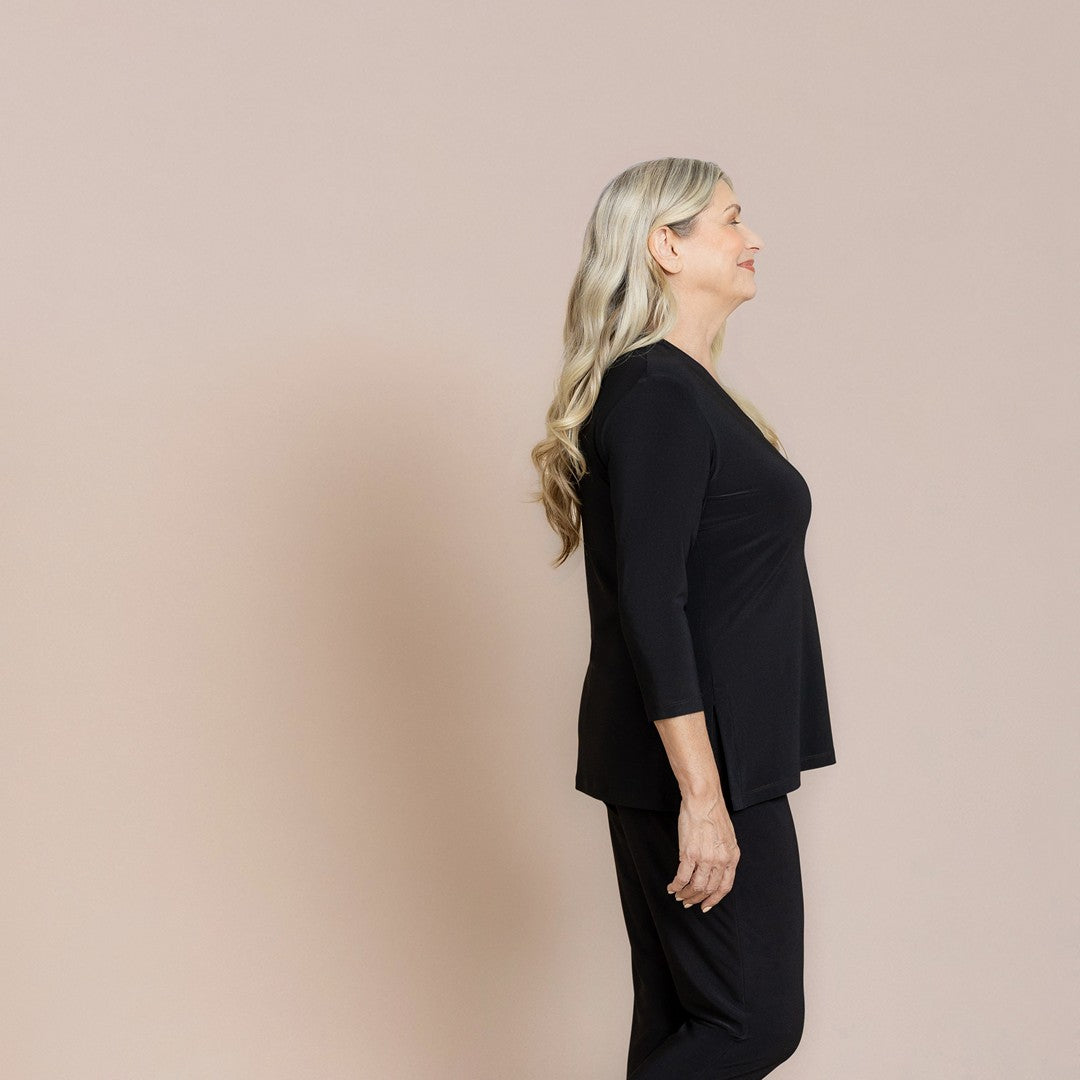 Go To Narrow V-Neck Top, 3/4 Sleeve 22411-2 SS26