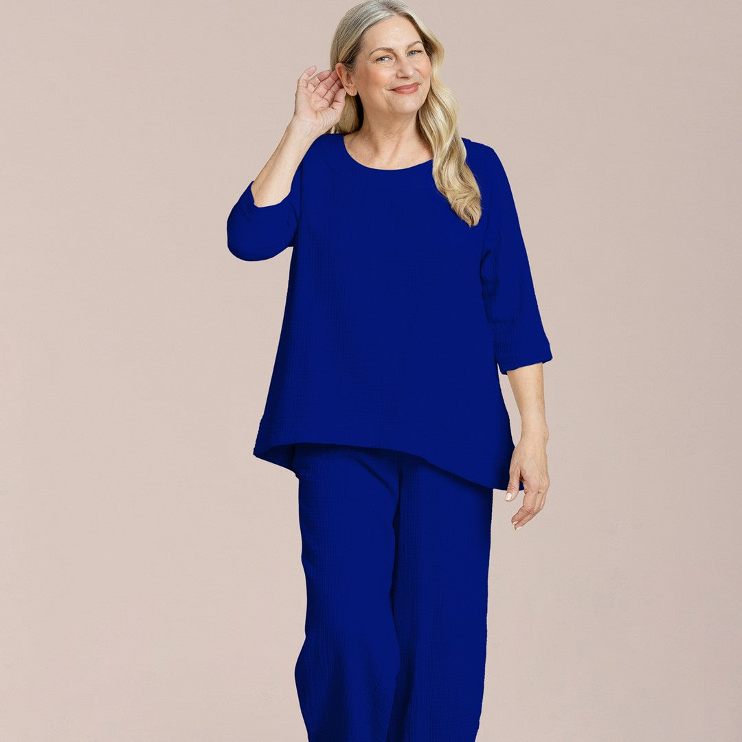 Breeze Nu Button Back Top, 3/4 Sleeve C822388-2 SS26