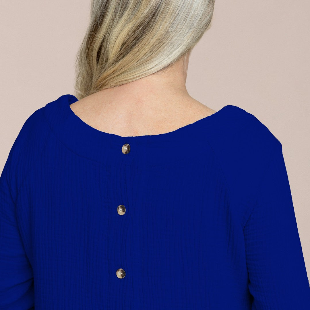 Breeze Nu Button Back Top, 3/4 Sleeve C822388-2 SS26