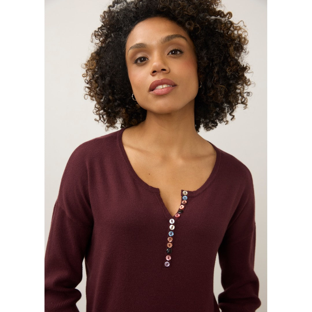 Notch Neck Rib Sleeve Sweater 1056212