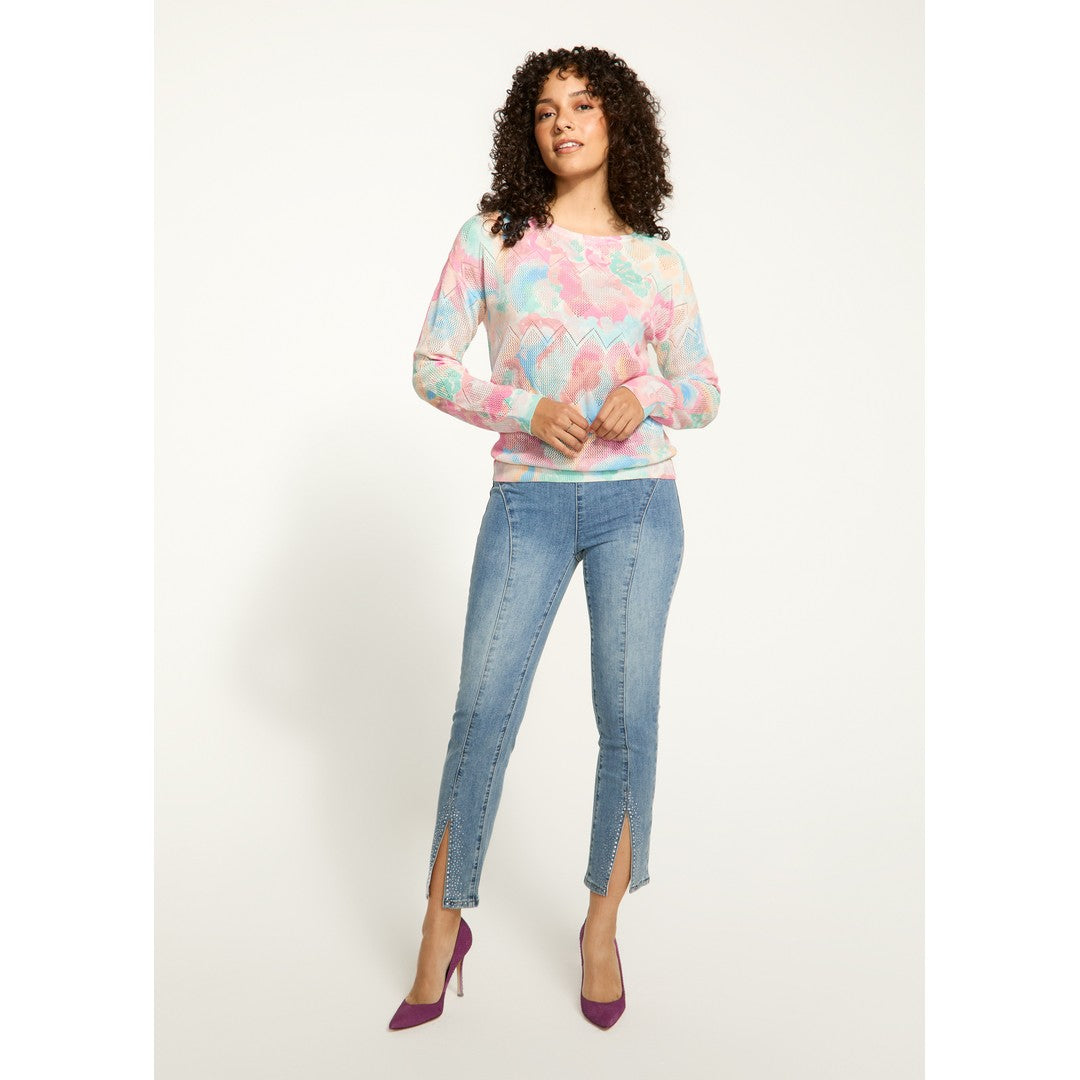 Lightweight Printed Pointelle Sweater 1337624