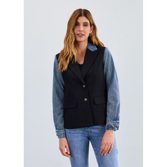 Mixed Media Blazer Jacket 1541307