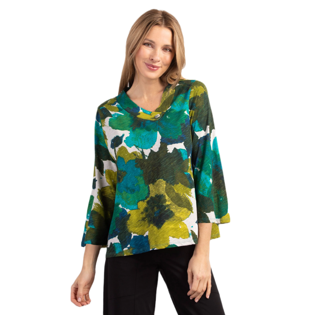 Floral Crossover V-Neck Sweater H29201