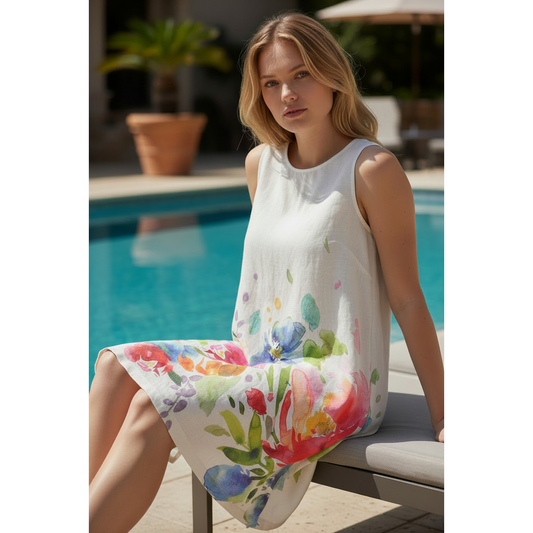Linen Floral Dress 26703