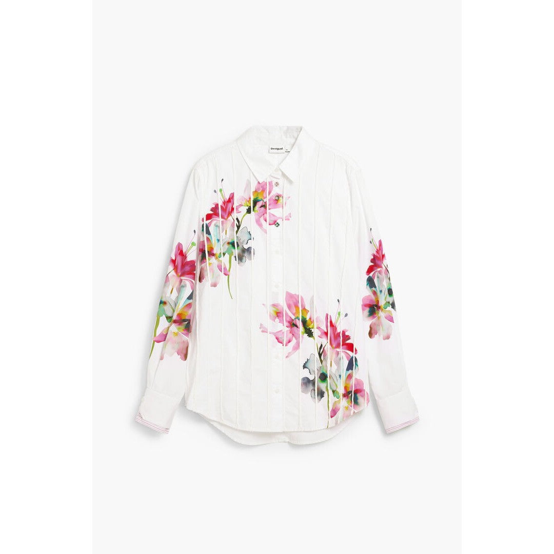Pleated Long-Sleeve Floral Shirt 26SWCW11