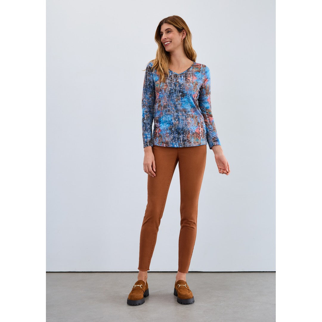 3/4 Sleeve V-Neck Top 3390844