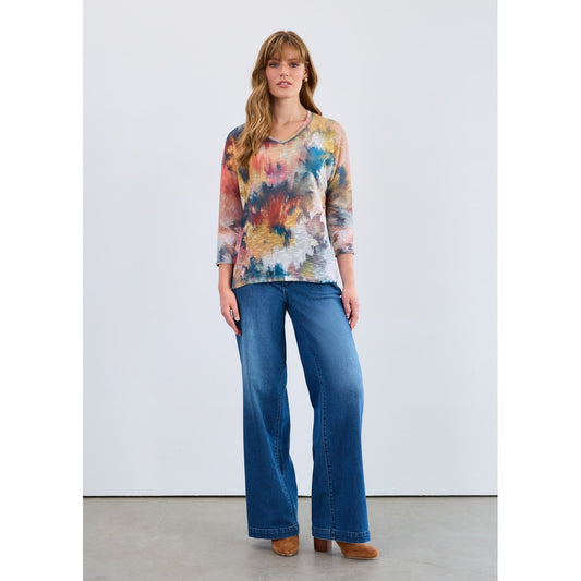 3/4 Sleeve V-Neck Top 3705955