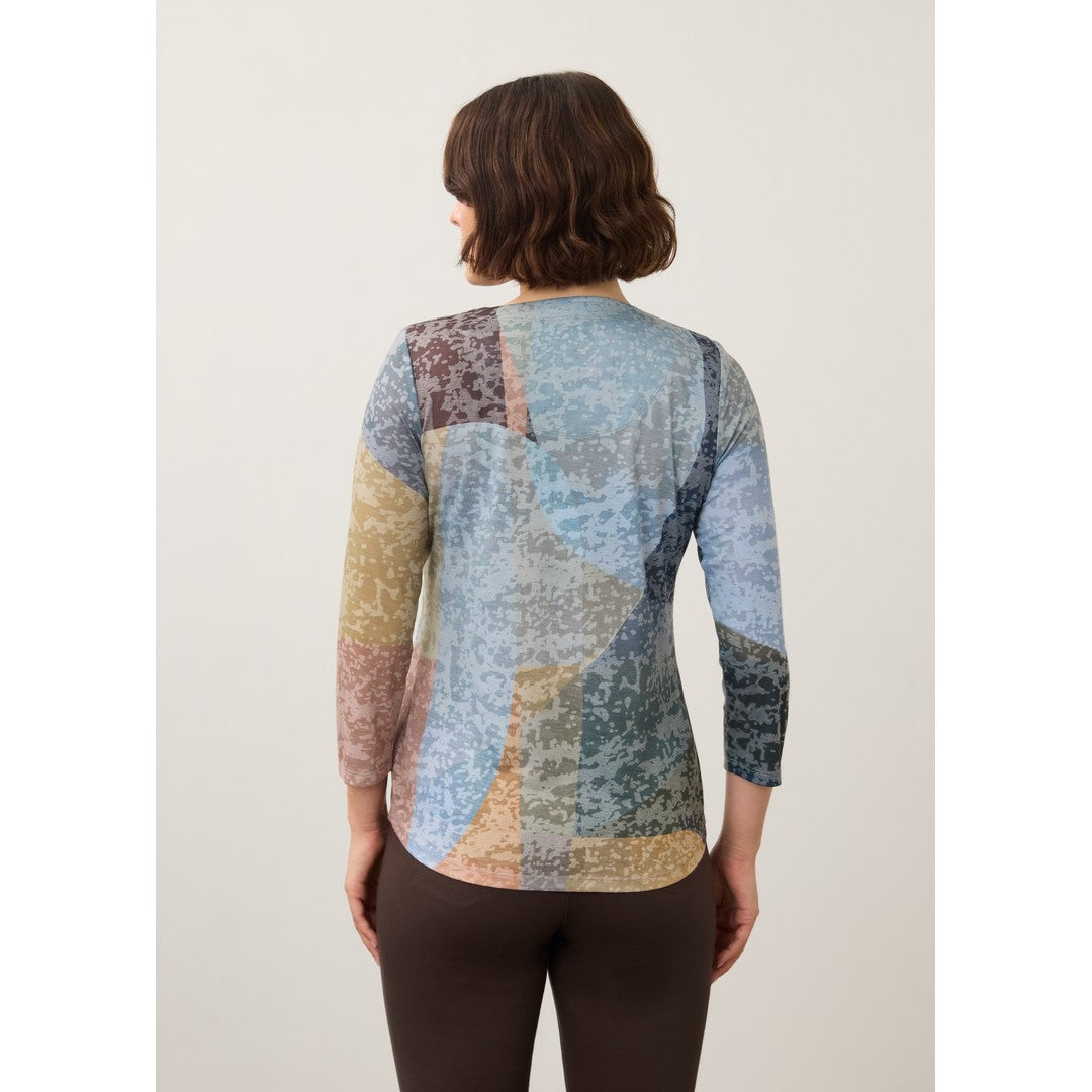 3/4 Sleeve Notch Neck Top 3795844