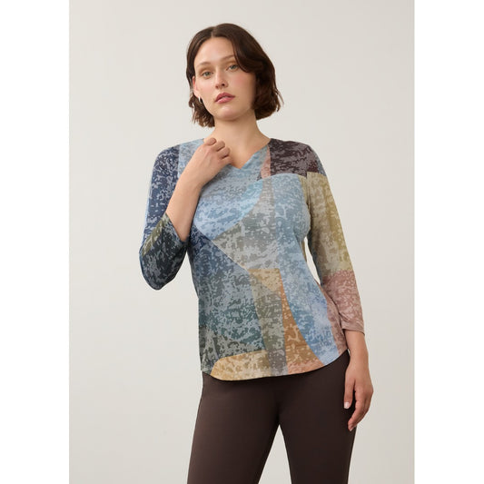 3/4 Sleeve Notch Neck Top 3795844