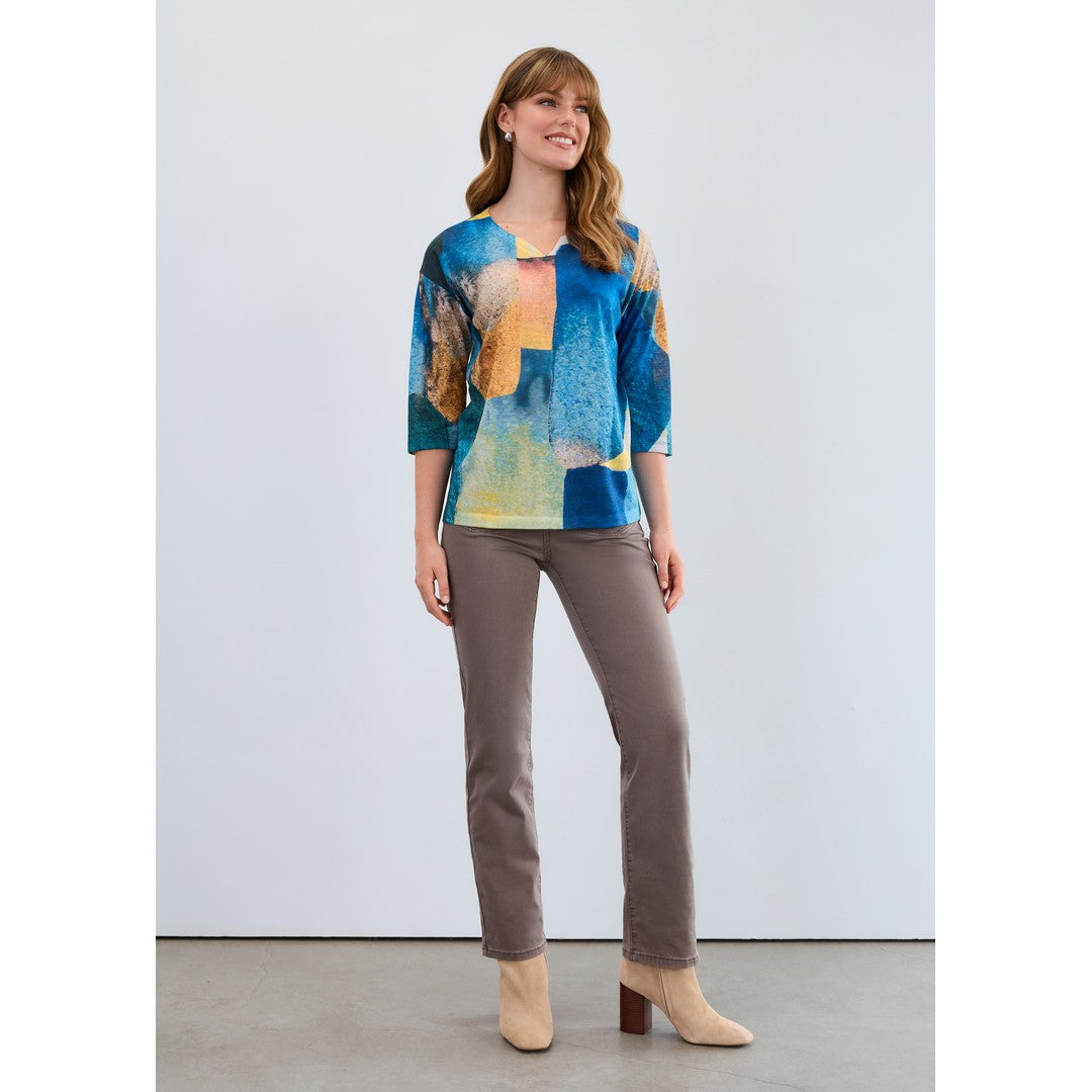 3/4 Sleeve V-Neck Top 3910451
