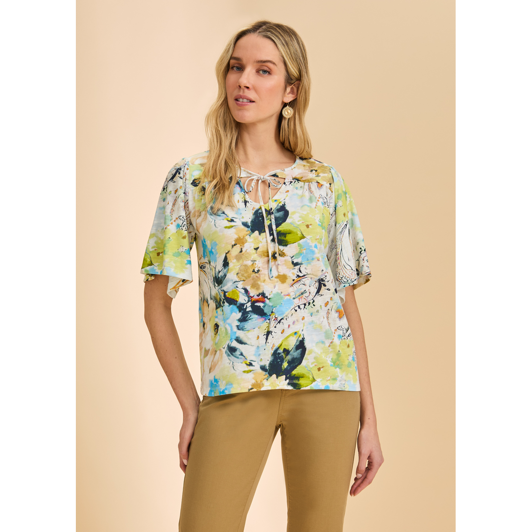 Short Sleeve V-Neck Top 3956476