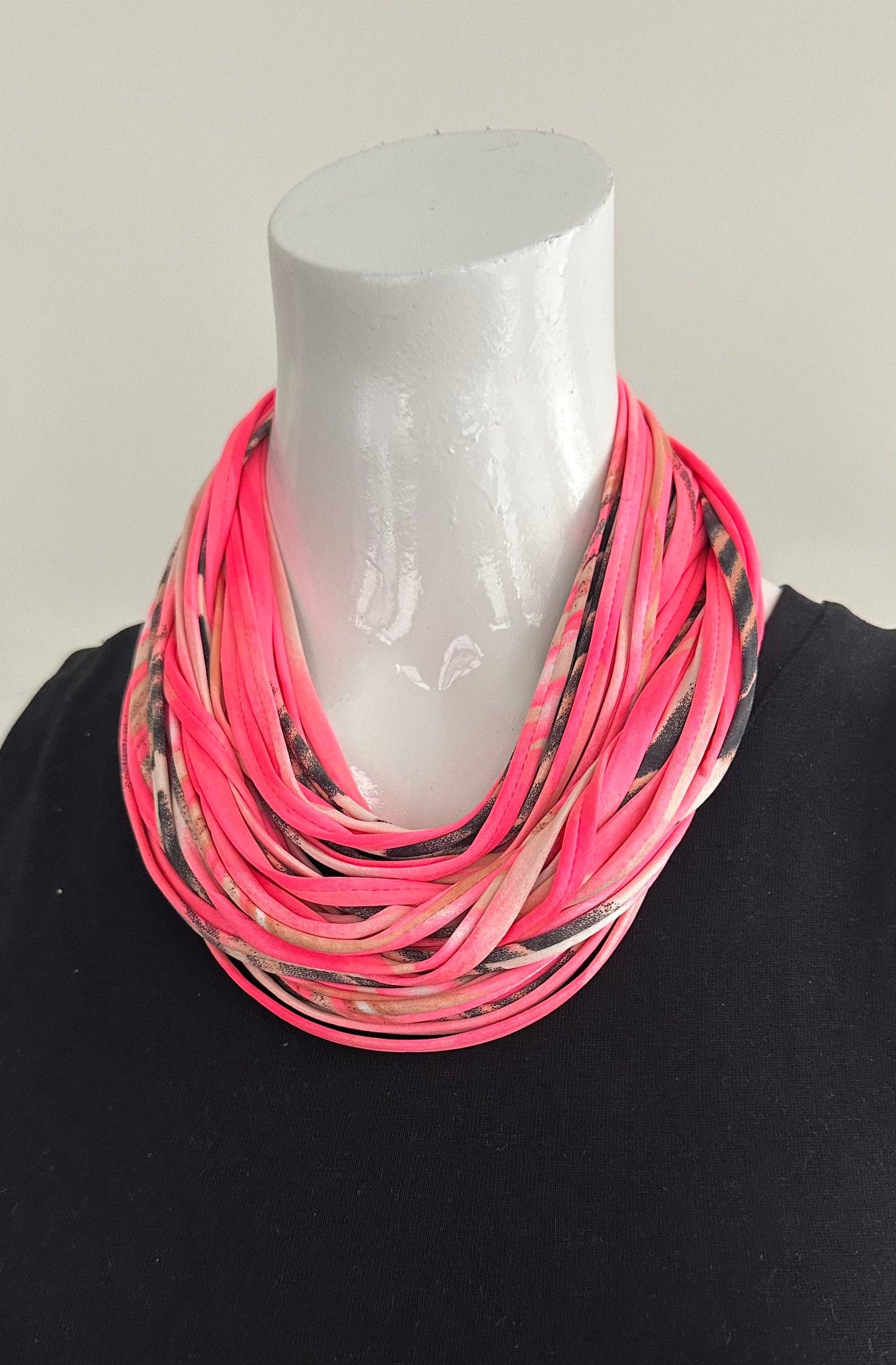 Infinity Scarf Necklace in Bright Neon Pink 'Melon'