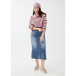 Column Denim with Slits Skirt 6981843