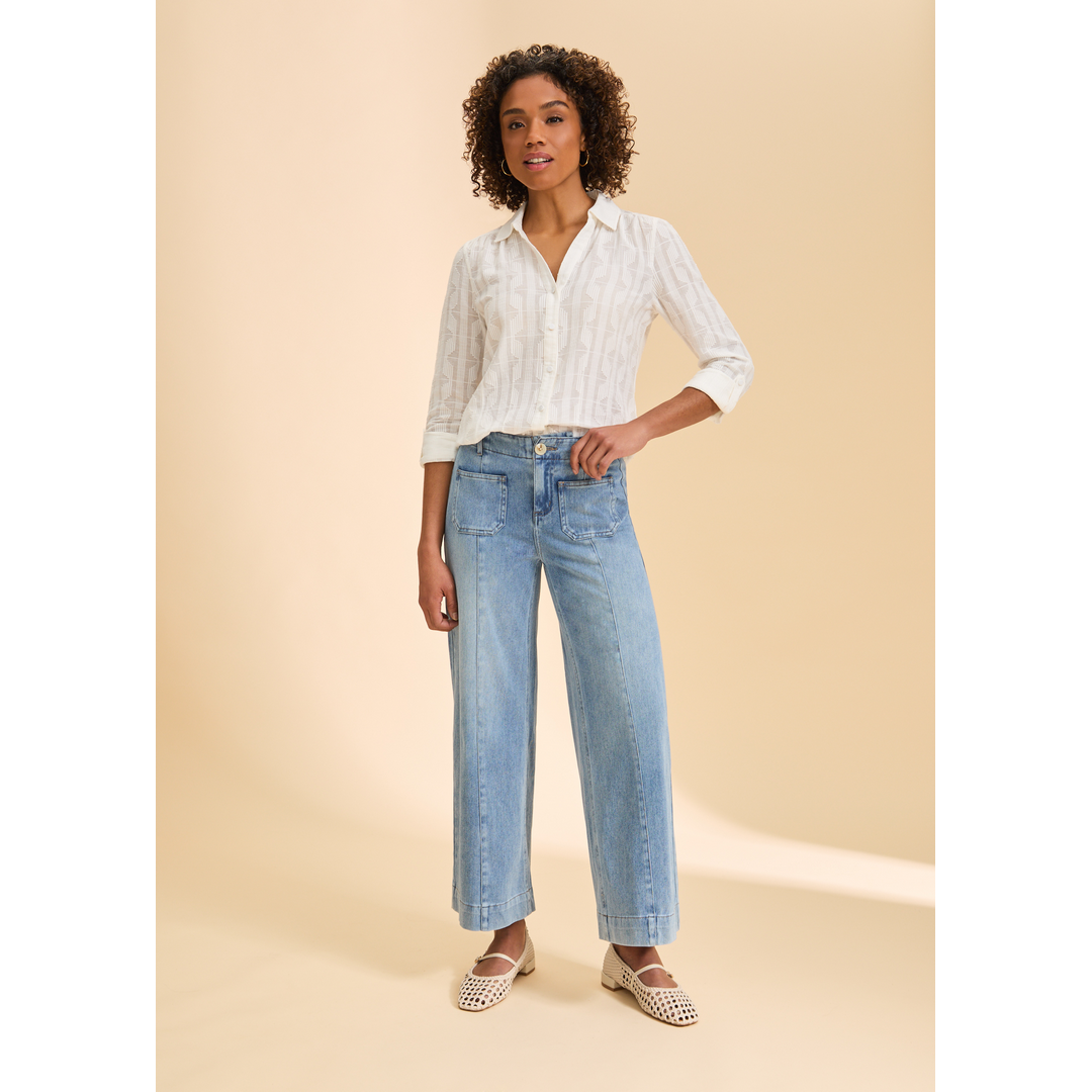 Long Sleeve Split Neck Top 7112174