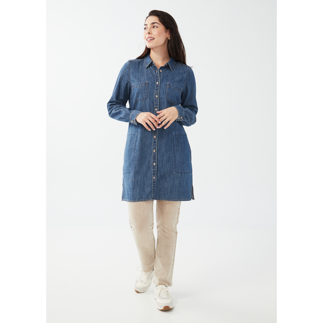 Long Sleeve Denim Tunic Top 7591853