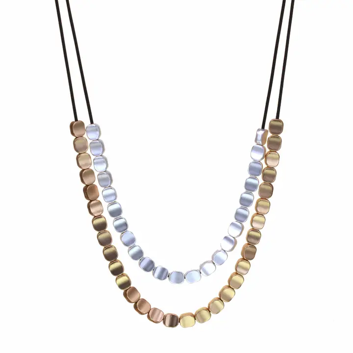 Matte Metal Nuggets Necklace 95-N7392-2