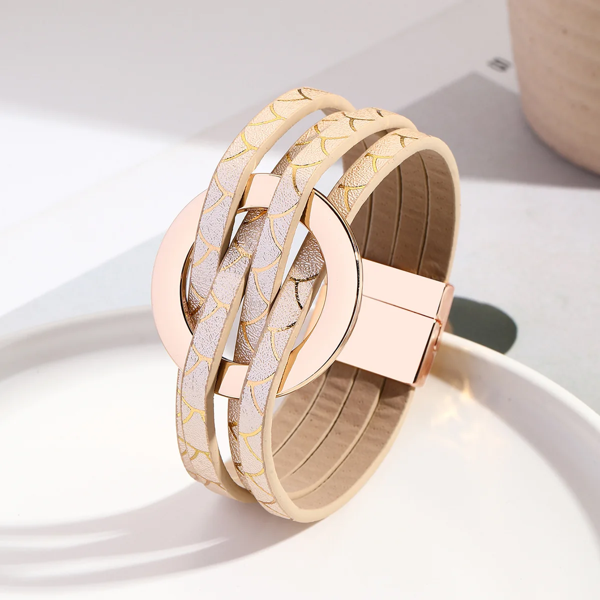 Leather Circle Cuff AL2503C