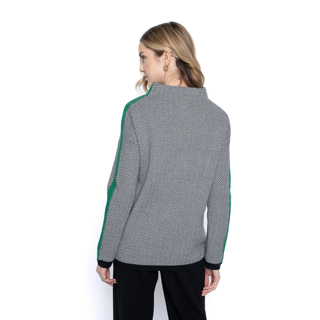 Mock Neck Stripe Sweater BK798