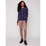 Load image into Gallery viewer, Crew Neck Long Sleeve with Polka Dot Sweater C2526D736A
