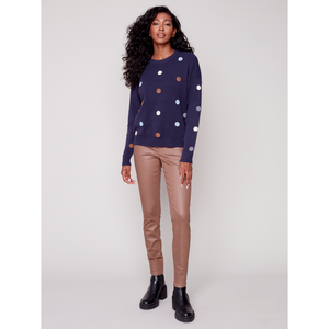 Crew Neck Long Sleeve with Polka Dot Sweater C2526D736A