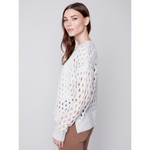Load image into Gallery viewer, Crew-Neck Opened Stitch Cable Sweater C2541648B

