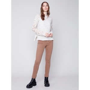 Crew-Neck Opened Stitch Cable Sweater C2541648B
