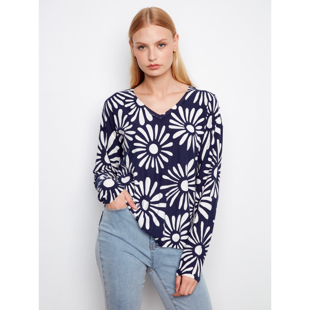 Cotton Floral Sweater C2968-261B