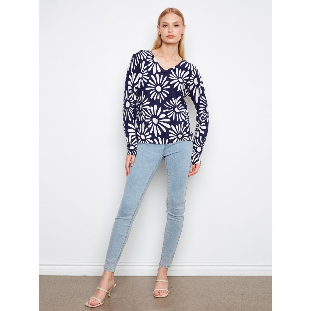 Cotton Floral Sweater C2968-261B