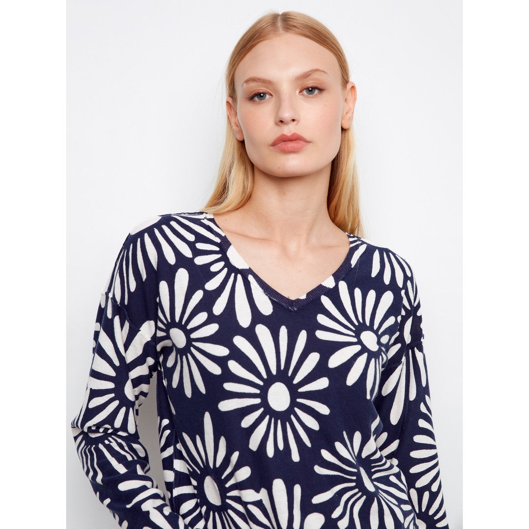 Cotton Floral Sweater C2968-261B