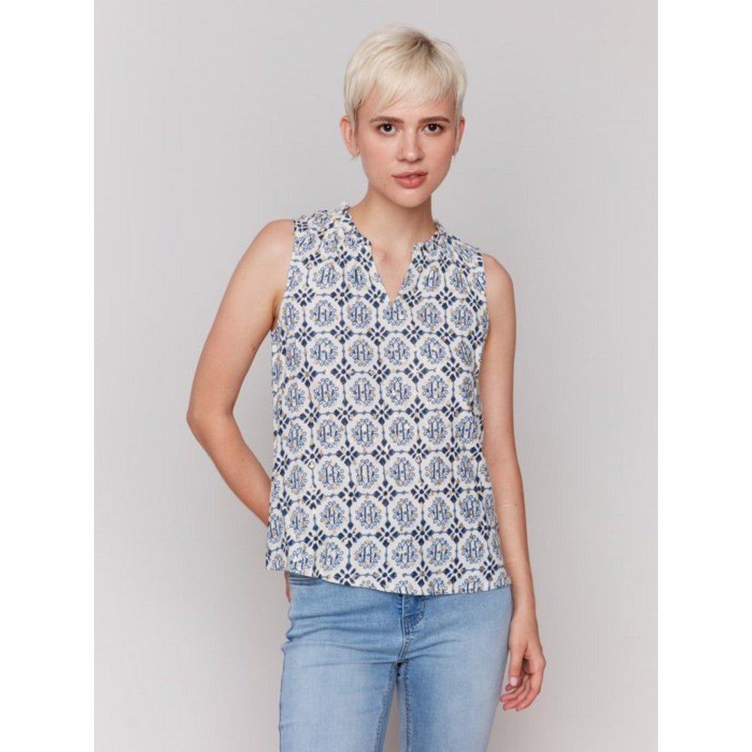 Printed Sleeveless Top C4529