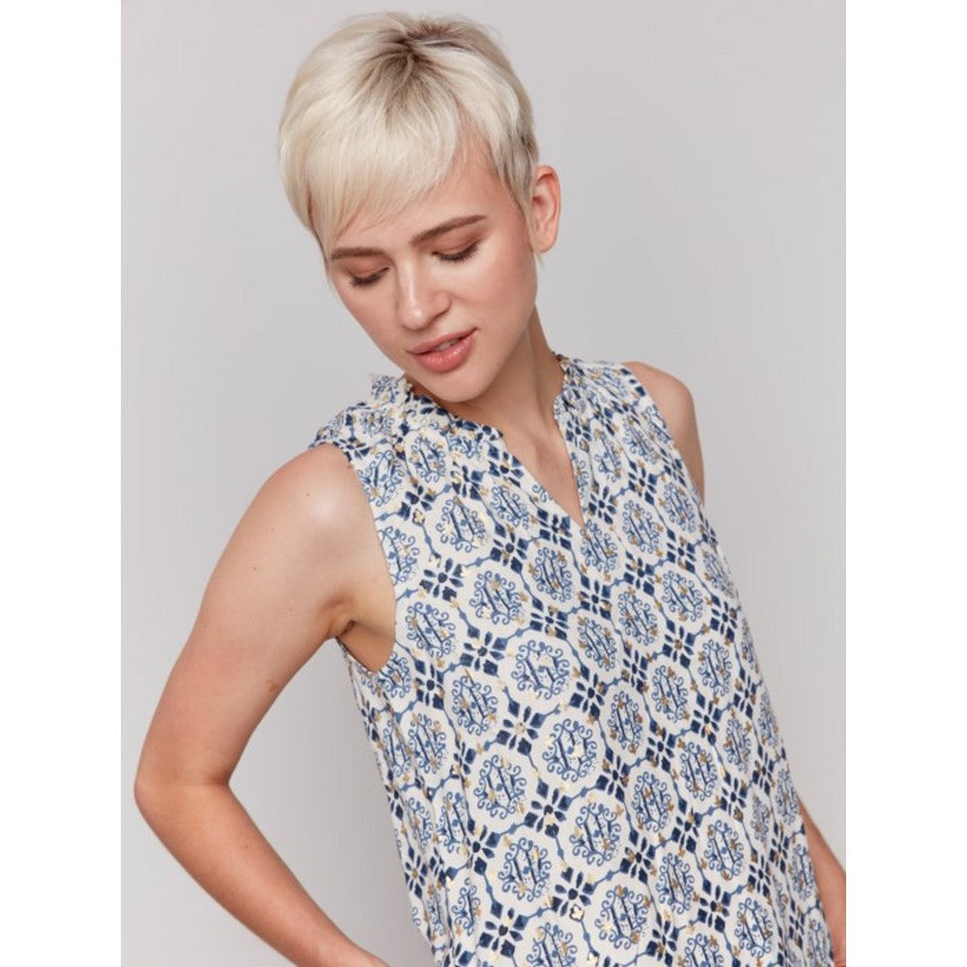 Printed Sleeveless Top C4529
