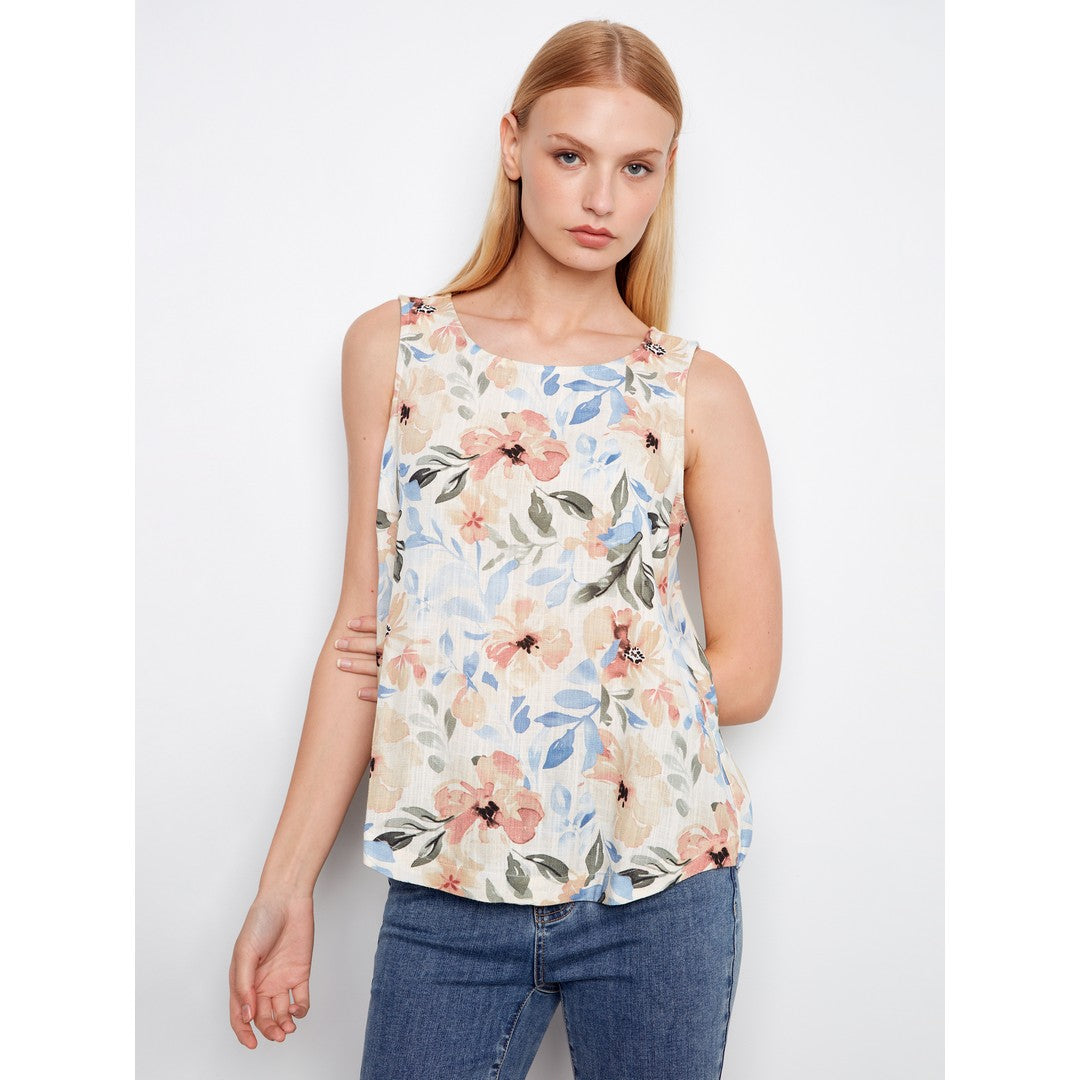 Printed Linen Top C4588R-2